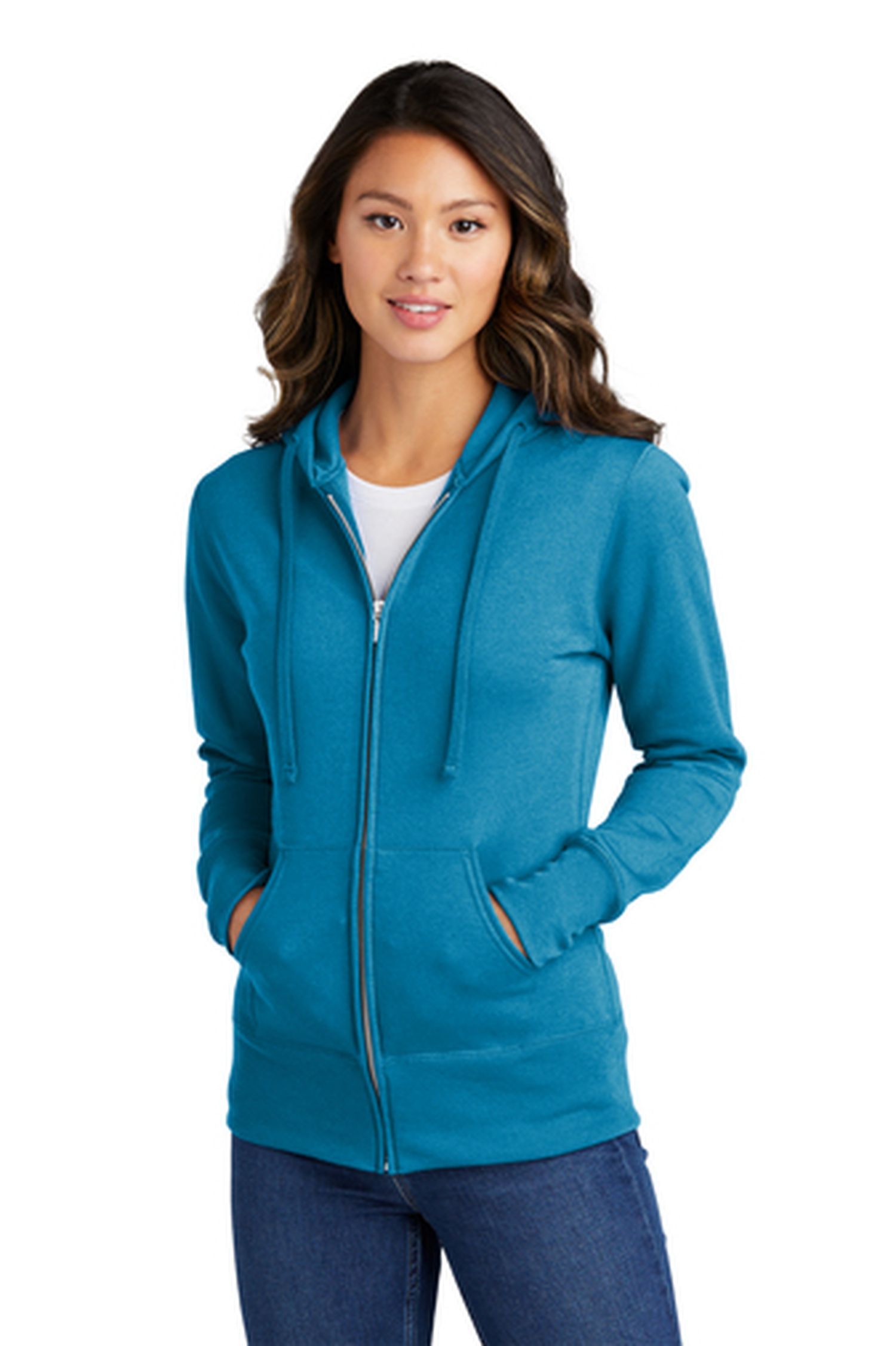 Port & Company® Ladies 7.8-ounce 50/50 Cotton Poly Core Fleece Full-Zip Hooded Sweatshirt